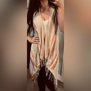 Natural Reflections Knit Vest with Fringe